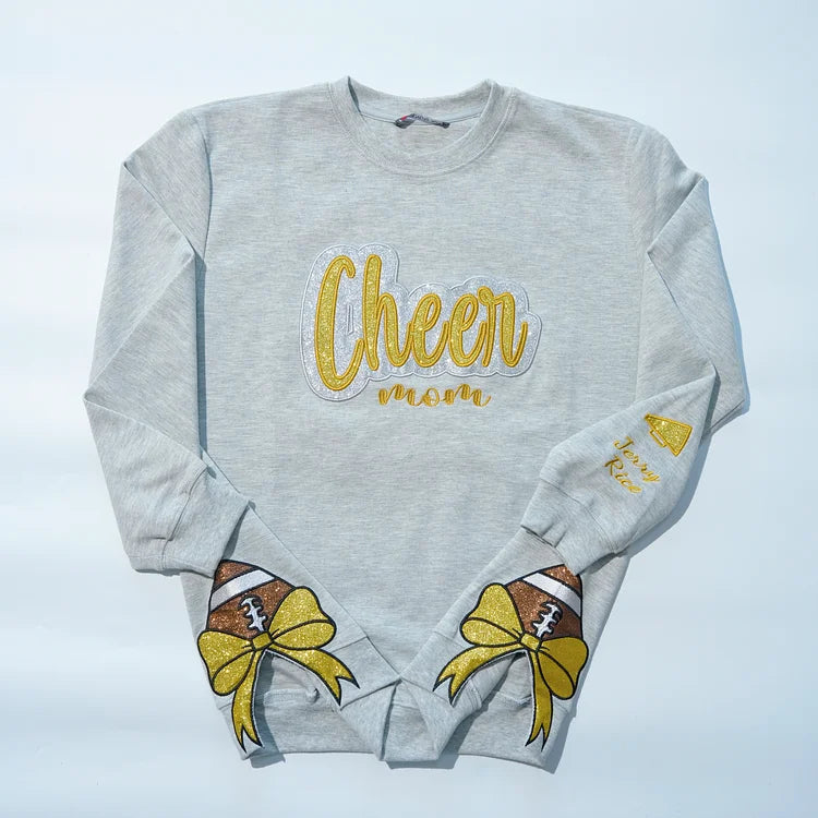Customized Balls Glitter Sweatshirt Mama Sweatshirt with Sporty Bow – Gifts For Sports Lovers