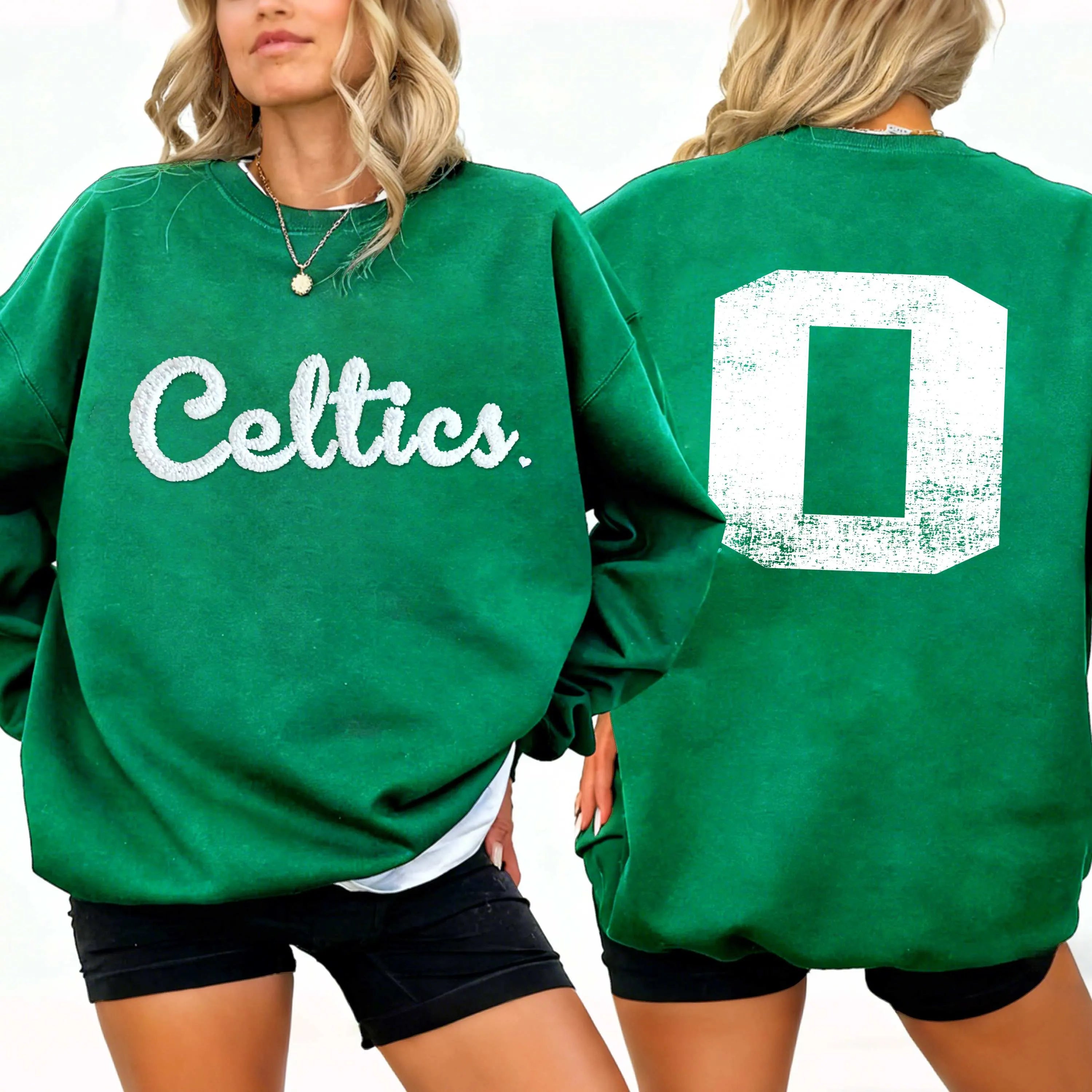Basketball Season Custom Chenille Sweatshirt – Team Name Front, Player Number Back