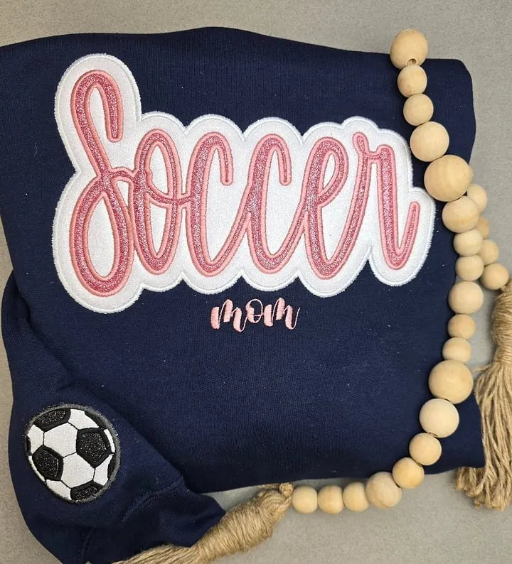Custom Text Glitter Sweatshirt , Personalized Mama Sweatshirt with Sporty Bow , Add Your Message Here , Gift for Sports Lovers