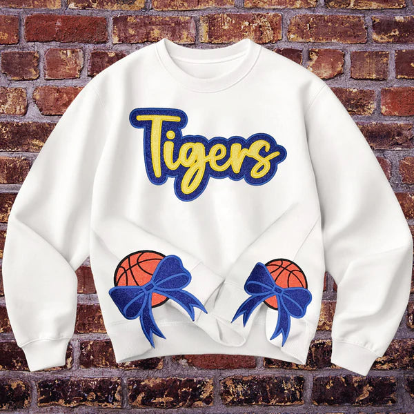 Custom Text Glitter Sweatshirt , Personalized Mama Sweatshirt with Sporty Bow , Add Your Message Here , Gift for Sports Lovers