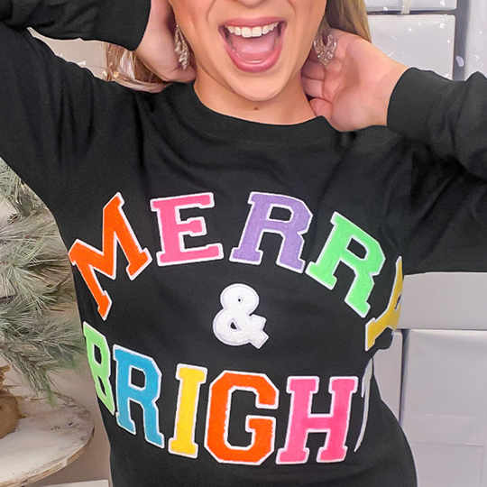 Merry and Bright Soft Chenille Shirt – Embrace the Cozy Holiday Spirit in Style!