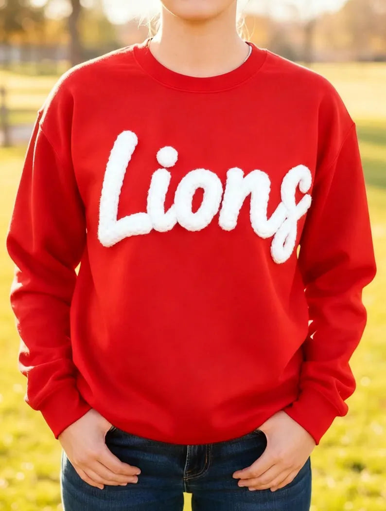 Oversized Team Chenille Embroidered Sweatshirt