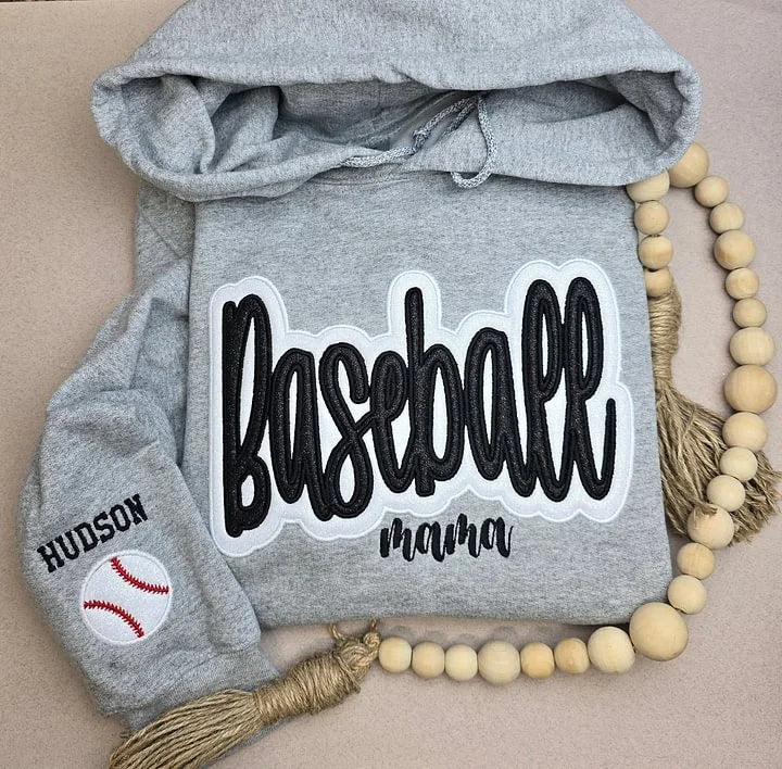 Personalized Baseball Mom Glitter Sweatshirt, Hoodie & T-Shirt