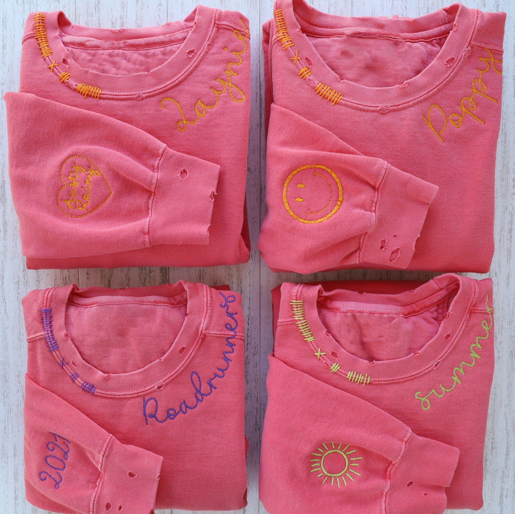 VINTAGE CUSTOM CREW-Custom Embroidered Hand Distressed Sweatshirt