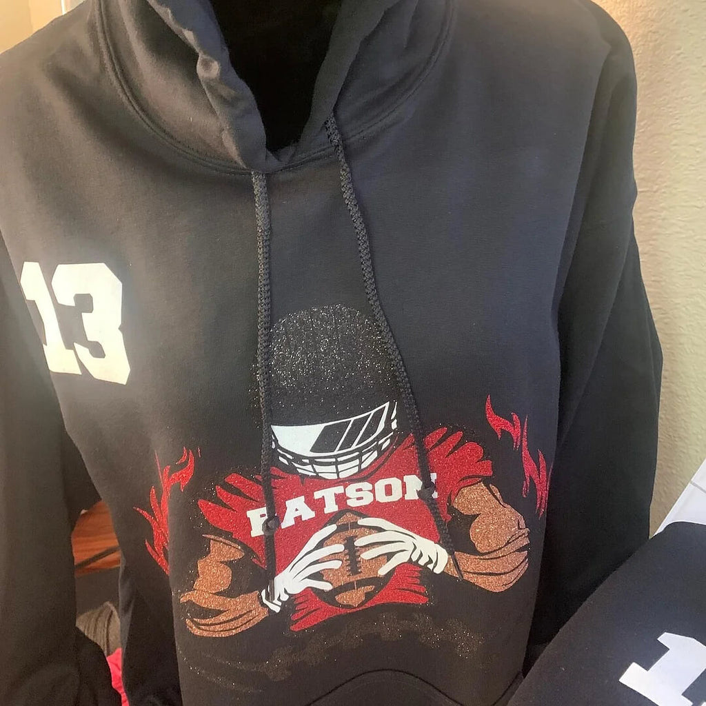 50% OFF🏈Shine On Game Day - Custom Glitter Football Player Crewneck Hoodie Tshirt