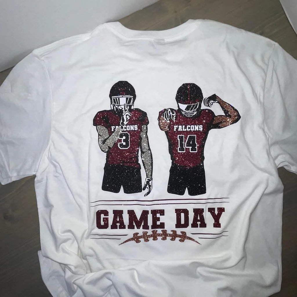 50% OFF🏈Shine On Game Day - Custom Glitter Football Player Crewneck Hoodie Tshirt